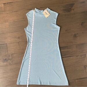 Mock neck dress light blue